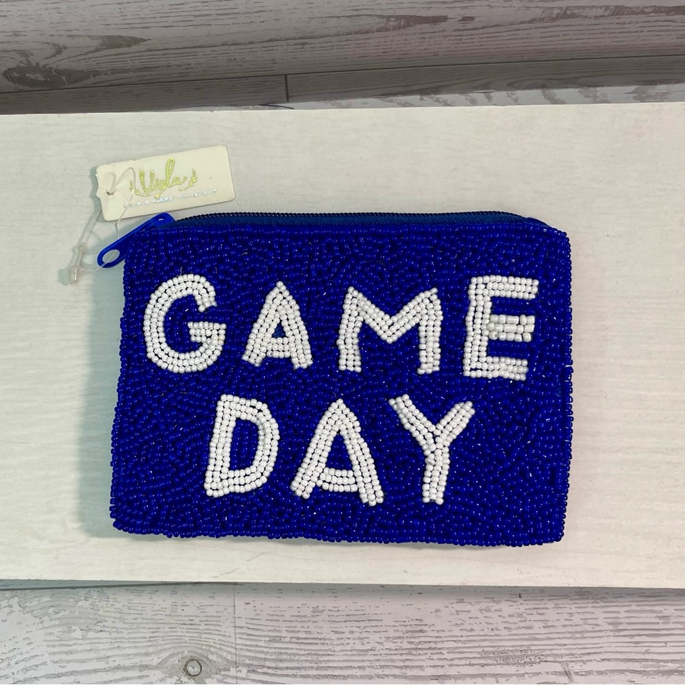 Viola Blue & White Beaded Coin Purse